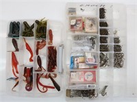 Assortment of Fishing Lures & Hooks in Organizers