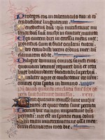 15th c. Illuminated Manuscript Leaf on Vellum