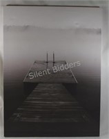 Black & White Dock Scene Artwork on Canvas