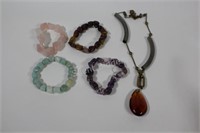 Natural Semiprecious Polished Bracelets & Necklace