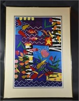 Abstract Framed Textile Artwork "Tucker Oceana"