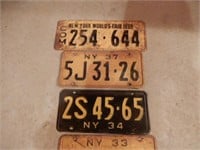 7 Old NY 1930-1939 License Plates