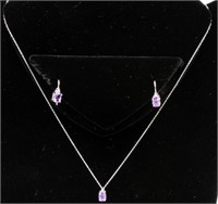 Jewelry Sterling Amethyst Necklace & Earrings Set