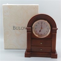 Bulova Quartz Wood Jewelry Box Clock