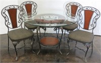 Ornate Round Glass Top Wrought Iron Dinette