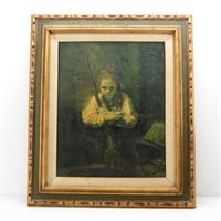 "Girl with a Broom" Textured REMBRANDT Print