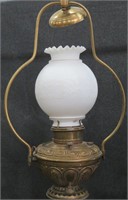 Antique 1889 Electrified B & H Brass Hanging Lamp