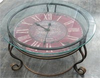 Metal & Glass Top "Clock" Coffee Table
