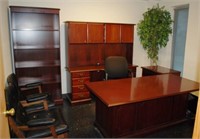 OFFICE LARGE DESK, DESK CHAIR, CRENDENZA, PRINTER