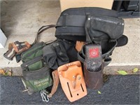 ASSORTED LEATHER & WEB GEAR WORK BELTS & POUCHES