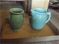 MONMOUTH PITCHER & VASE~ BOTH ABOUT 6" TALL