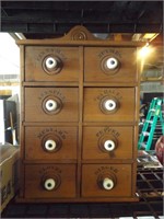 WOODEN SPICE CABINET IS APPROX 16" TALL