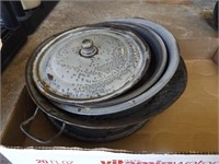 ENAMELWARE STRAINER, PIE PLATES & OTHER COOKWARE
