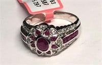 $1000 St. Silver Ruby Antique Design Ring