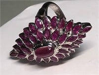 $1525 St. Silver Ruby Ring Large 14gms