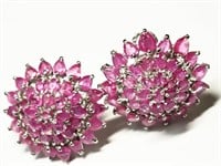 $1000  St. Silver Ruby Earrings ~15ct,16gms