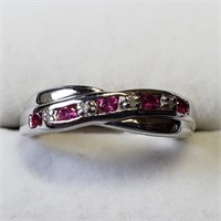 $200 S/Sil  Diamond & Ruby Ring