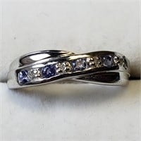 S/Sil Tanzanite  Diamond Ring