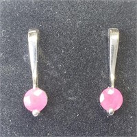 S.Silver Genuine Ruby Earrings