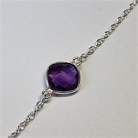 S.Silver Genuine Amethyst Bracelet