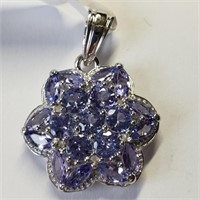 $200, S.Silver Genuine Tanzanite Pendant 3cts