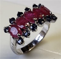 $400, S.Silver Genuine Rubies & Sapphires Ring