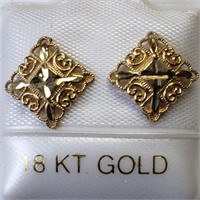$600, 18k Gold Earrings approx 1 gram.