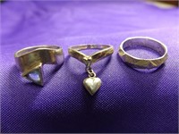THREE STERLING SILVER RINGS