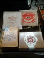 4 wooden cigar boxes