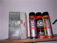 Left Wall of Paint Room:  Glue Guns, Cleaners,
