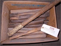 Box of Hammer Handles & (1) Axe Handle