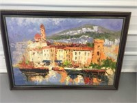 City on River Framed Canvas Picture ~27 x 39