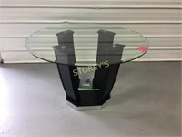 4' Round Glass Dining Table - Black Base