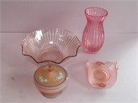 Four Pieces of Pink Glass