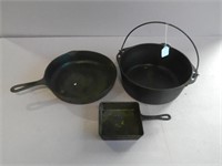 Cast Iron Pot, Skillet and Small Square Pan