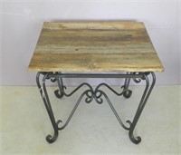 Metal Based Lamp Table with Wood Top