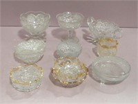Twelve Pieces of Clear Pressed Glass