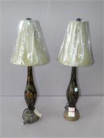 Pair of Black and Gold Wood Lamps