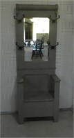 Painted Gray Hall Seat with Mirror