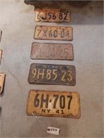 5 NY License Plates 1941-1948