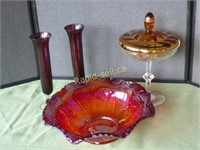 Vintage Red Carnival & Coloured Glass