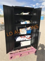 Black File Cabinet w/ Office Supplies