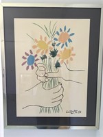 Picasso Print Bouquet of Peace Hands with Flowers