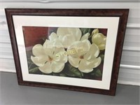 Framed White Flower Picture ~44 x 34