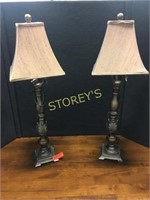 Bronze Color Lamp w/ Brown Shade ~30"