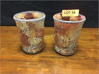 Pair of Glass Candle Holders ~6"