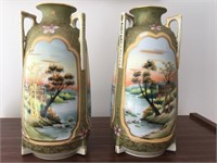 Pair of Hand Painted Nippon Vases