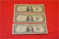 (3) Nice 1957 One Dollar Silver Cert. Notes