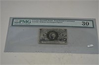 1863 slab Five Cent Fractional Note PMG