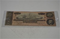 1864 Confederate Twenty Dollar Note  AU